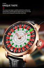 PINDU New Watches European Button Roulette Fun Game Sapphire Glass NH35A Mechanical Watch Diamond Dial Leather Men's Watch P6628 Gola Watches
