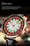 PINDU New Watches European Button Roulette Fun Game Sapphire Glass NH35A Mechanical Watch Diamond Dial Leather Men's Watch P6628
