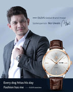 OLEVS Men's Watch Brand Business Waterproof Luminous Week Date Quartz Watch Fashion Leather Strap Classic Luxury Men's Watch Gola Watches