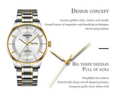 2025 New Men Watch Stainless Steel Business Style Luxury Rhinestone 43mm Blue Gold Quartz Movement Wristwatch Relogios Masculino