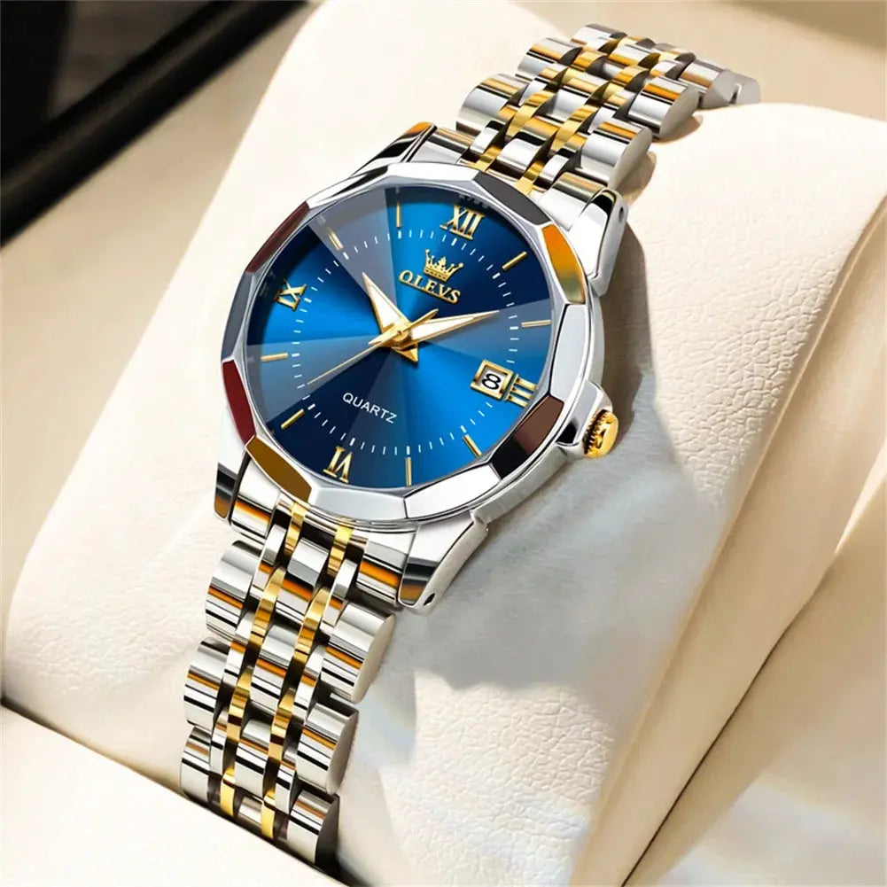 OLEVS Elegant Fashion Women's Watches Luxury Brand Original Quartz Watch for Ladies Waterproof Stainless Steel Luminous Date Gola Watches