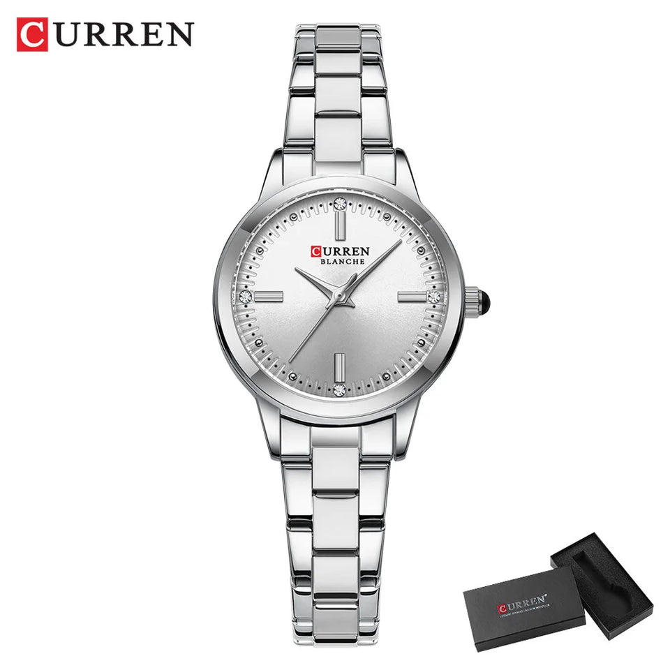 CURREN-Women's Simple Dial Wristwatch, Elegant and Charming Bracelet Quart Watches for Lady, Fashion Brand
