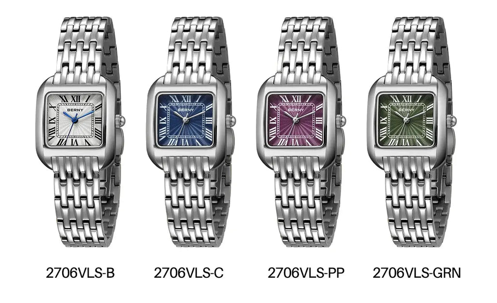 BERNY Luxury Brand Woman Watch New In High Quality S/S Square Ladies Quartz Watches Fashion Elegant Business Wristwatch Gola Watches