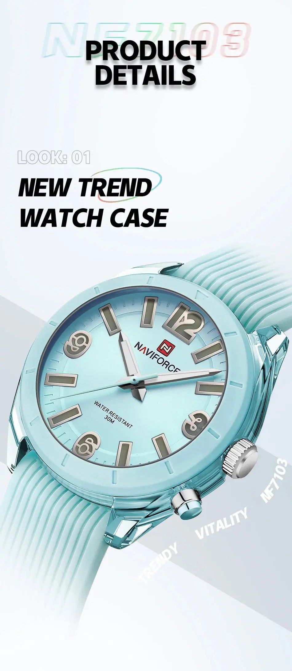 NAVIFORCE Women's Waterproof Watch Fashion Casual Luminous Display Quartz Wristwatch with Silicone Band Reloj Mujer High Quality My Store