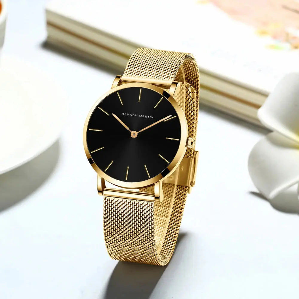 2023 New Women Bracelet Watch 1 Set Japan Quartz Movement Simple Rose Gold Stainless Steel Mesh Student Watches Relogio Feminino Gola Watches