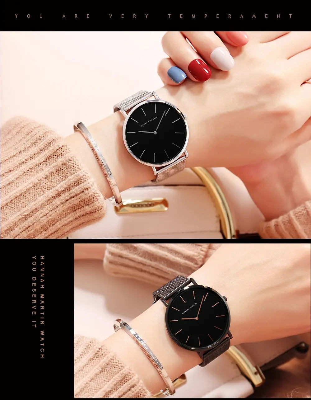 2023 New Women Bracelet Watch 1 Set Japan Quartz Movement Simple Rose Gold Stainless Steel Mesh Student Watches Relogio Feminino Gola Watches
