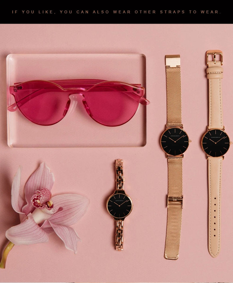 Women Watch Top Brand Japan Quartz Movement 36mm Rose Gold Waterproof Fashionable Nordic Minimalist Ladies Watches