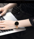 2023 New Women Bracelet Watch 1 Set Japan Quartz Movement Simple Rose Gold Stainless Steel Mesh Student Watches Relogio Feminino Gola Watches