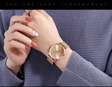 2023 New Women Bracelet Watch 1 Set Japan Quartz Movement Simple Rose Gold Stainless Steel Mesh Student Watches Relogio Feminino