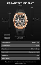 LIGE Sports Man Watch Tonnea Hollow Design Quartz Men Wristwatches Chronograph Waterproof Luminous Silicone Strap Watches Male My Store