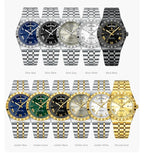 POEDAGAR Luxury Fashion Man Wristwatch Week Date Waterproof Luminous Men's Clock Stainless Steel Quartz Business Watches For Men Gola Watches