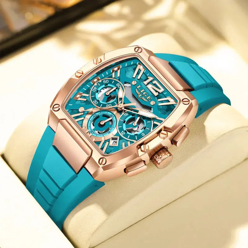 LIGE Sports Man Watch Tonnea Hollow Design Quartz Men Wristwatches Chronograph Waterproof Luminous Silicone Strap Watches Male My Store
