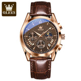 OLEVS Original Luxury Brand Men's Watches High Quality Waterproof Quartz Watch for Men Fashion Leather Strap Man Wristwatch
