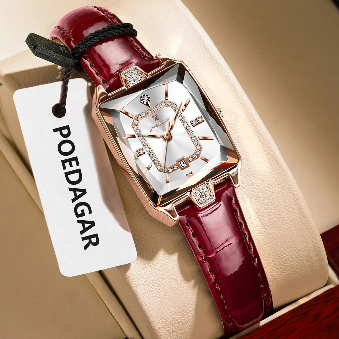 POEDAGAR Rectangle Luxury Women's Watches Waterproof Date Leather Woman Watch Elegant Fashion Quartz Women Wristwatch Reloj Gift My Store