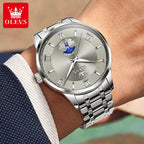OLEVS 3638 Mens Watch Original Quartz Watch Stainless Steel Waterproof Luminous Large Dial Day Date Watches Luxury Men Box Reloj Gola Watches