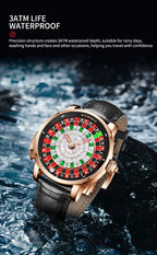 PINDU New Watches European Button Roulette Fun Game Sapphire Glass NH35A Mechanical Watch Diamond Dial Leather Men's Watch P6628 Gola Watches