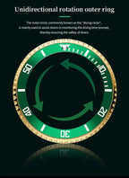 VA VA VOOM Brand Top Men Watch 1Pc Multifunctional Fashionable Timing Dial Green Gold Stainless Steel 3Bar Timing Watch for Men Gola Watches