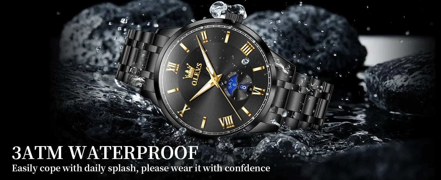 OLEVS 3638 Mens Watch Original Quartz Watch Stainless Steel Waterproof Luminous Large Dial Day Date Watches Luxury Men Box Reloj Gola Watches