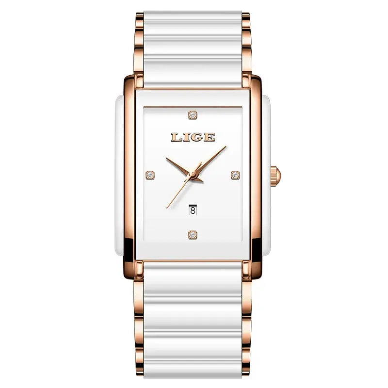 LIGE 2025 Watch Women's Retro Luxury Ladies Watch Fashion Ceramic Strap Waterproof Quartz Watches for Women Bracelet clock reloj Gola Watches