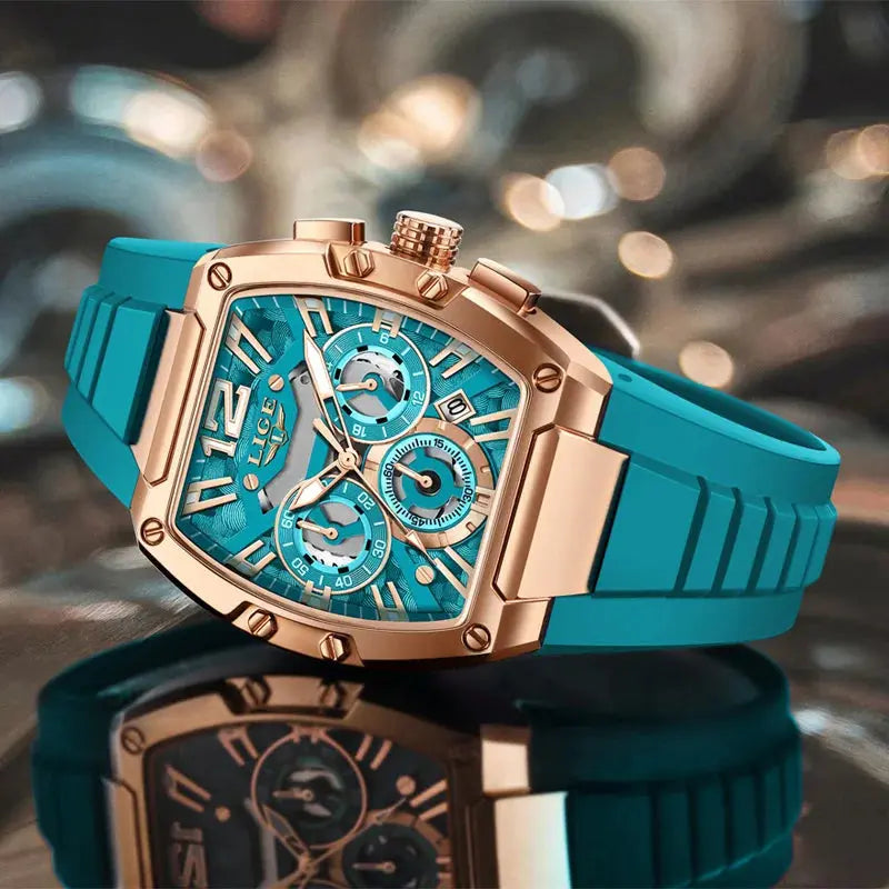 LIGE Sports Man Watch Tonnea Hollow Design Quartz Men Wristwatches Chronograph Waterproof Luminous Silicone Strap Watches Male My Store