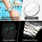 POEDAGAR Original New Woman Watch Stainless Steel Waterproof Luminous Ladies Wristwatch Date Week Elegant Quartz Women's Watches Gola Watches