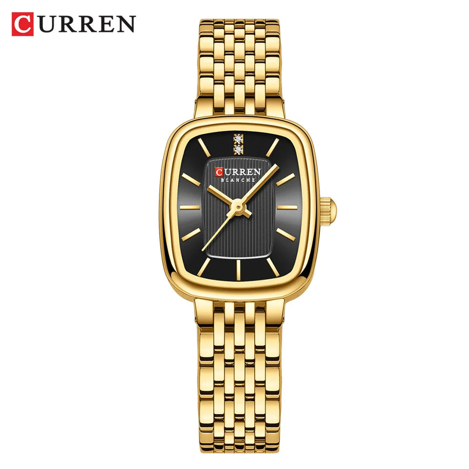 CURREN 9093 Fashion Quartz Women's Watch Elegant Square Dial Gold Stainless Steel Strap Casual Waterproof Watch relojes de mujer