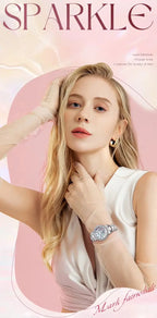 Mark Fairwhale Dress Pink Diamond Watch For Women Fashion Ceramic Chain Quartz Watch Luxury Brilliant Beimu Wristwatch Ladies Gola Watches