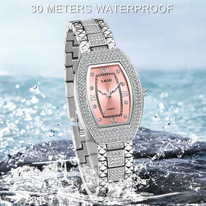 LIGE Fashion Luxury Square Watch For Woman Luminous Waterproof Date Ladies Watch Elegant Women's Quartz Watches Relogio Feminino