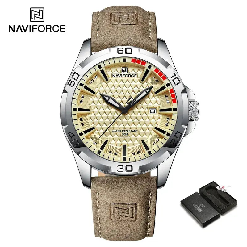 Top Brand NAVIFORCE  Men Quartz Watch Sports Shockproof Waterproof Leather Male Fashion Luxury WristWatch Casual Calendar Clock My Store