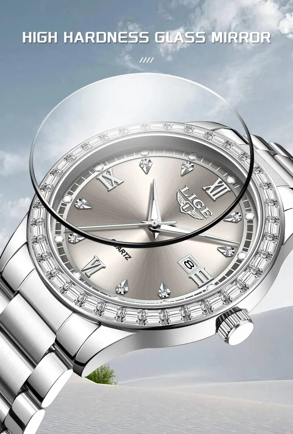 LIGE elegant women's watch Fashion waterproof clock luminous stainless steel business quartz watch for Women reloj de mujer+BOX Gola Watches