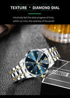Men Watch Water Diamond Luxury Night Glow Double Calendar Quartz Movement 41mm Blue Gold Stainless Steel Fashion Business Watch Gola Watches