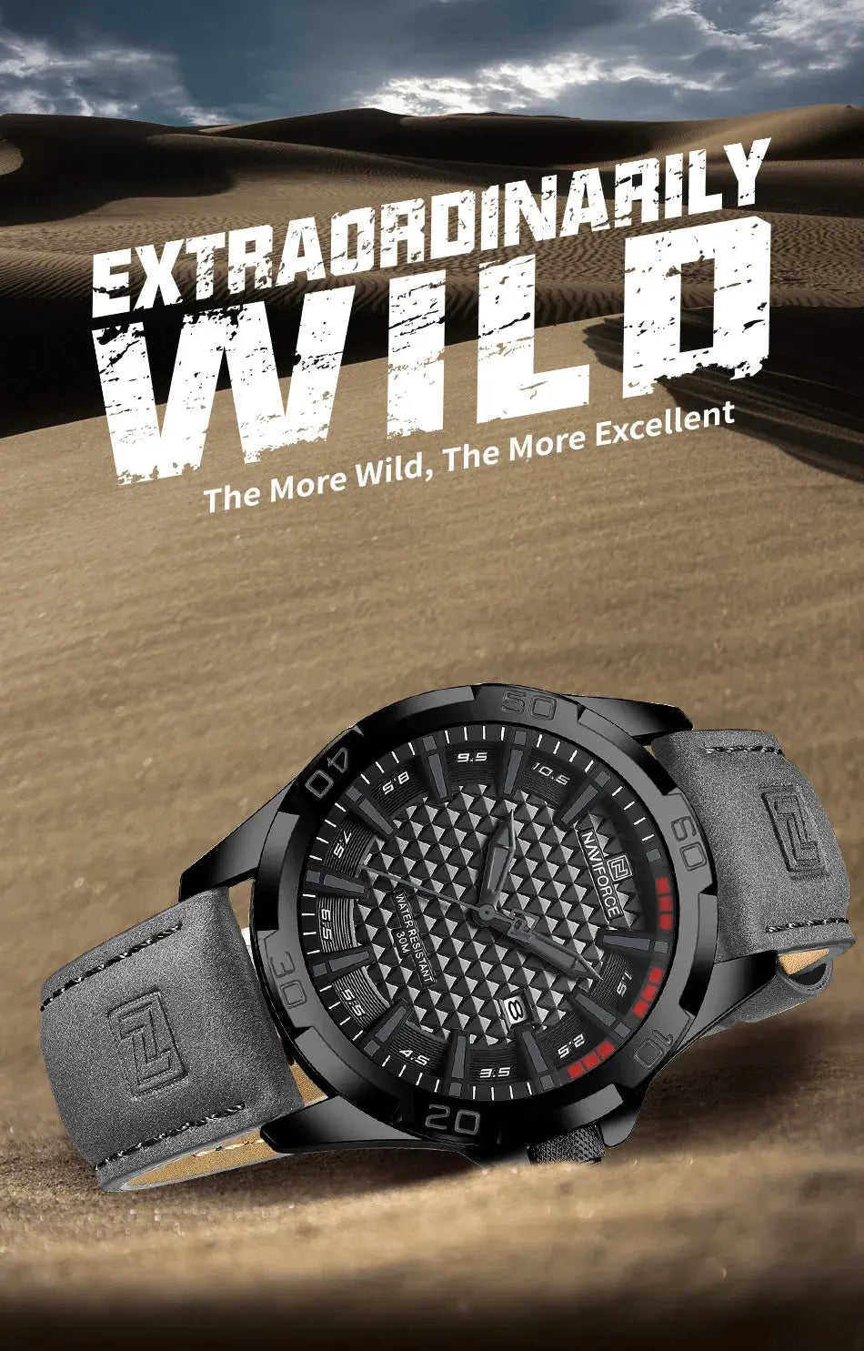 Top Brand NAVIFORCE  Men Quartz Watch Sports Shockproof Waterproof Leather Male Fashion Luxury WristWatch Casual Calendar Clock My Store