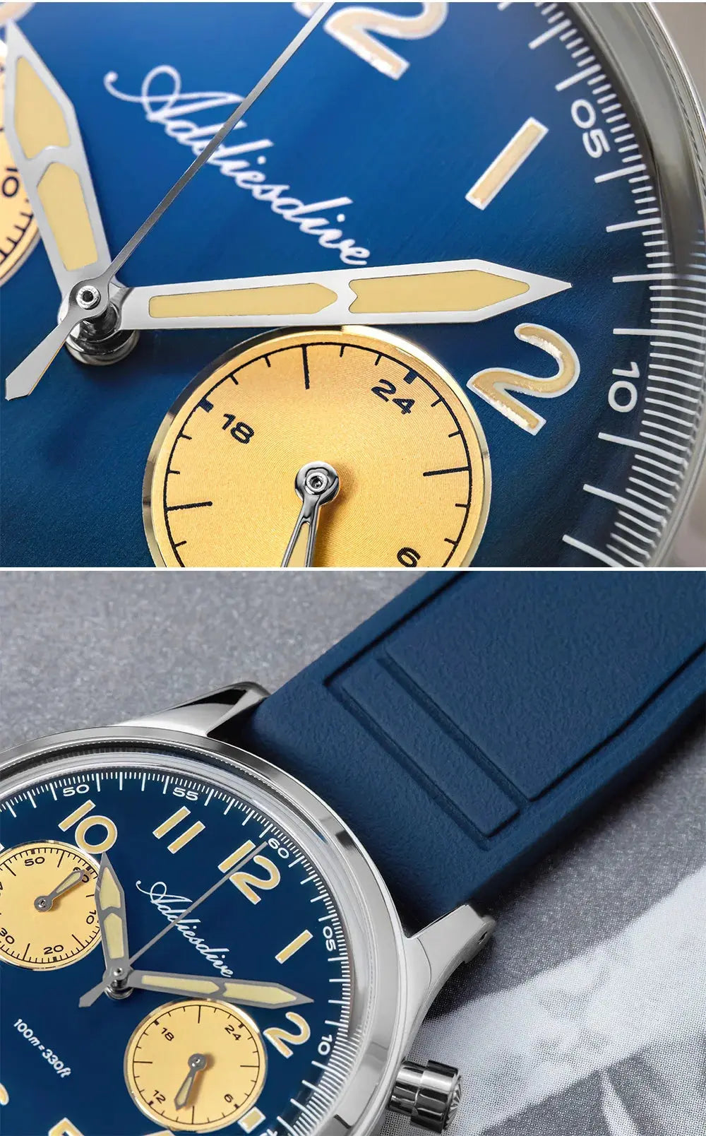 ADDIESDIVE New 2025 Chronograph 38mm Men's Watches VK64 Quartz Wristwatch Luminous Bubble Mirror 10Bar Waterproof Steel Watch Gola Watches