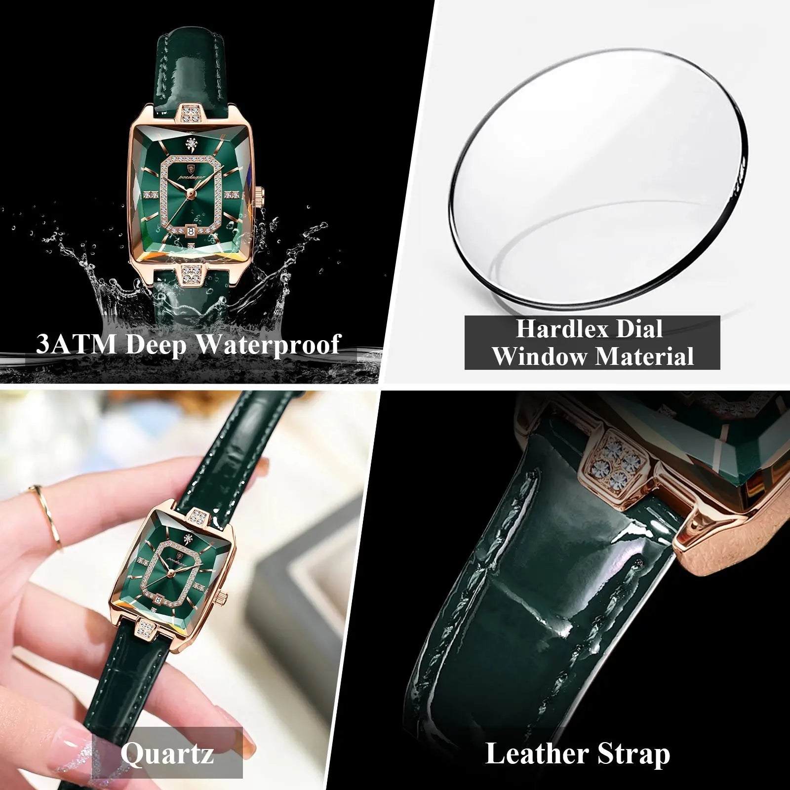 POEDAGAR Rectangle Luxury Women's Watches Waterproof Date Leather Woman Watch Elegant Fashion Quartz Women Wristwatch Reloj Gift My Store