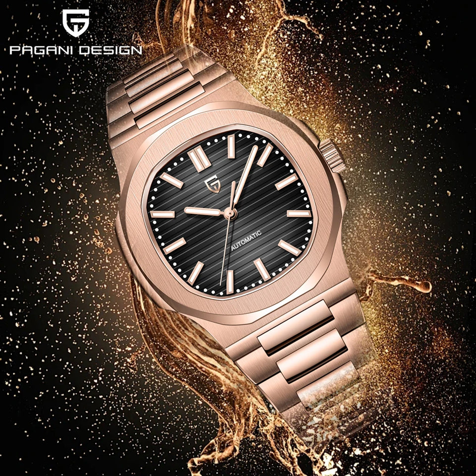 2025 New PAGANI DESIGN Watches Rose Gold Luxury Automatic Mechanical Men's Watch Sapphire Glass Stainless Steel Waterproof Clock