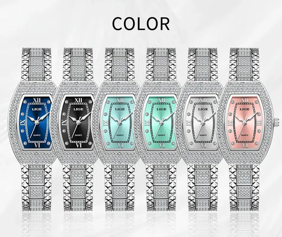 LIGE Fashion Luxury Square Watch For Woman Luminous Waterproof Date Ladies Watch Elegant Women's Quartz Watches Relogio Feminino Gola Watches