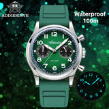 ADDIESDIVE New 2025 Chronograph 38mm Men's Watches VK64 Quartz Wristwatch Luminous Bubble Mirror 10Bar Waterproof Steel Watch