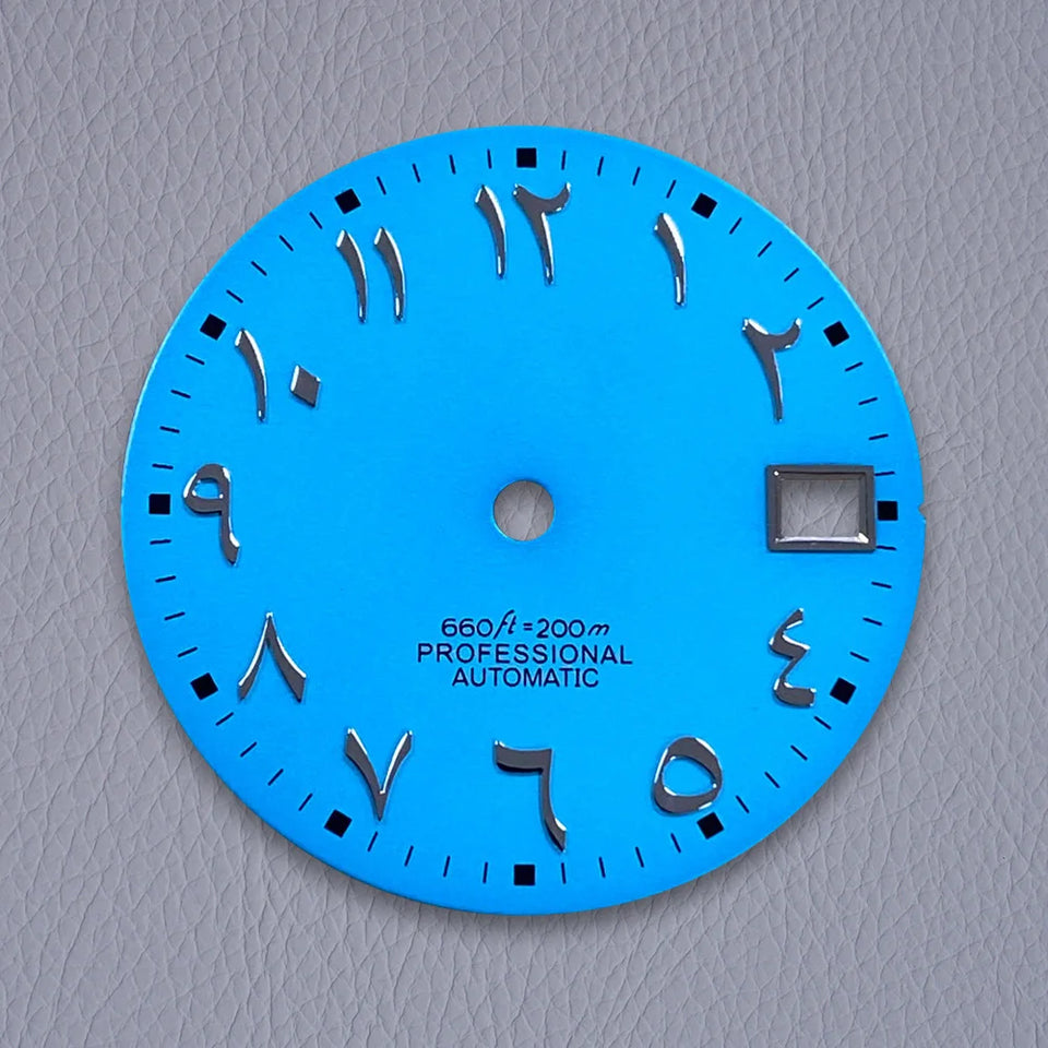 28.5mm S Logo Silver Nail Arabic Sunburst Dial Fit NH35/NH36/7S/4R Movement Dial Watch Modification Accessories