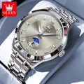 OLEVS 3638 Mens Watch Original Quartz Watch Stainless Steel Waterproof Luminous Large Dial Day Date Watches Luxury Men Box Reloj Gola Watches