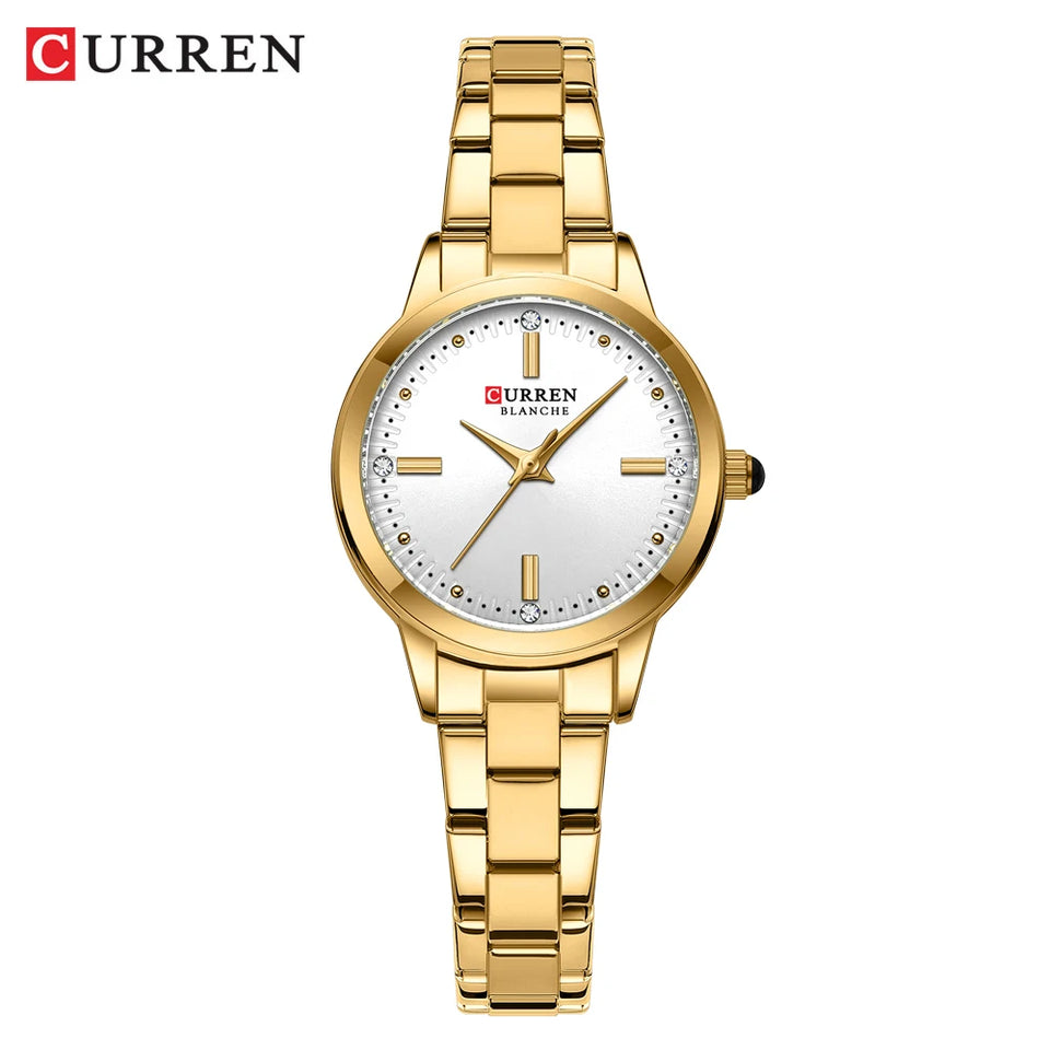 CURREN-Women's Simple Dial Wristwatch, Elegant and Charming Bracelet Quart Watches for Lady, Fashion Brand
