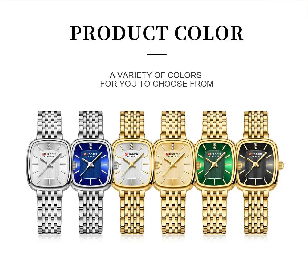 CURREN 9093 Fashion Quartz Women's Watch Elegant Square Dial Gold Stainless Steel Strap Casual Waterproof Watch relojes de mujer Gola Watches