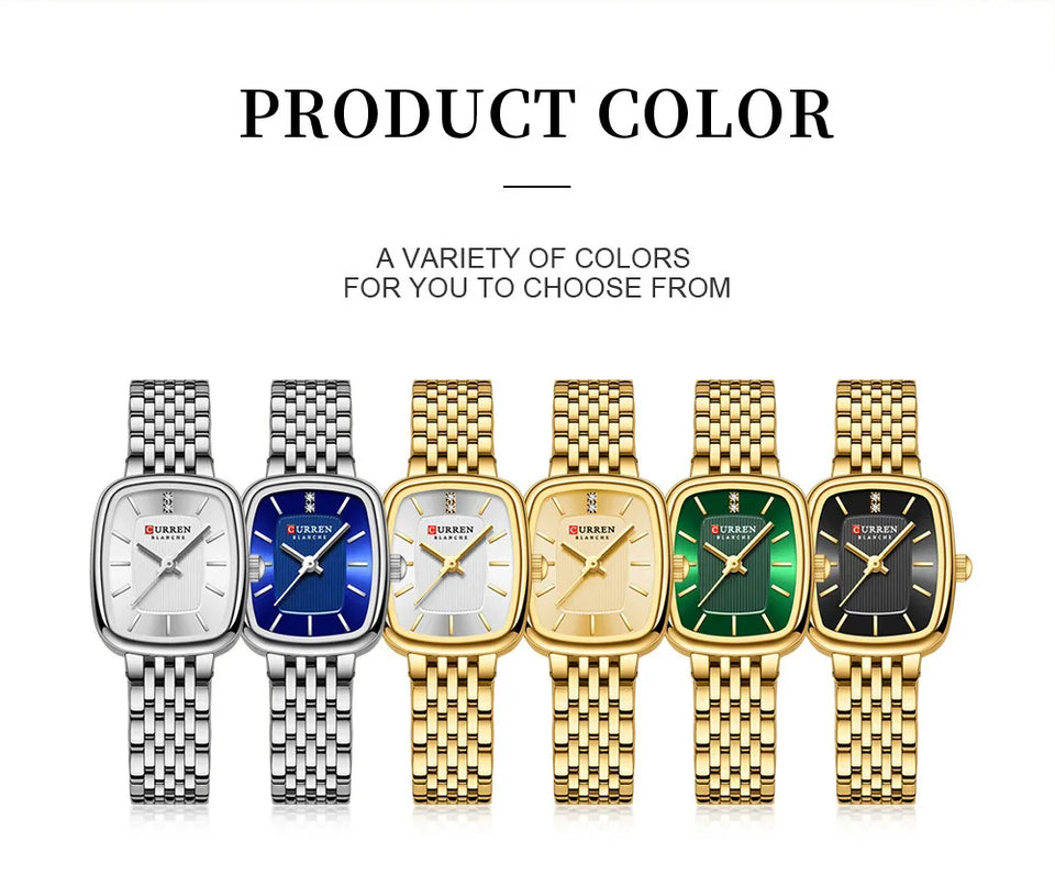 CURREN 9093 Fashion Quartz Women's Watch Elegant Square Dial Gold Stainless Steel Strap Casual Waterproof Watch relojes de mujer