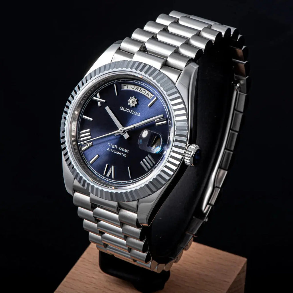 2023 New Sugess Watch of Men 40mm Day Date Automatic Dandong SL3034 Movement Retro Mechanical Wristwatch Sapphire Glass Golden Gola Watches