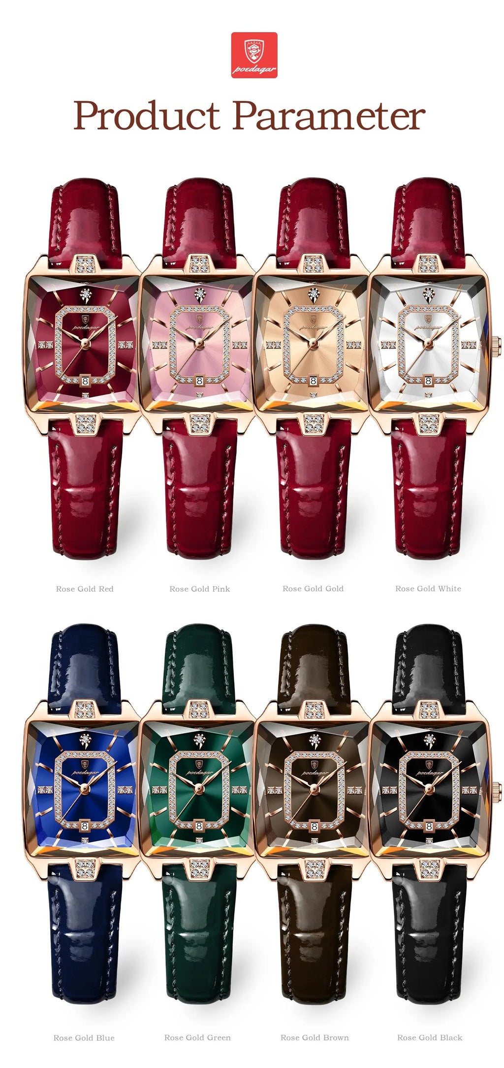 POEDAGAR Luxury High Quality Women Wristwatch Waterproof Date Rectangle Watch For Woman Leather Quartz Women's Watches Reloj+Box My Store