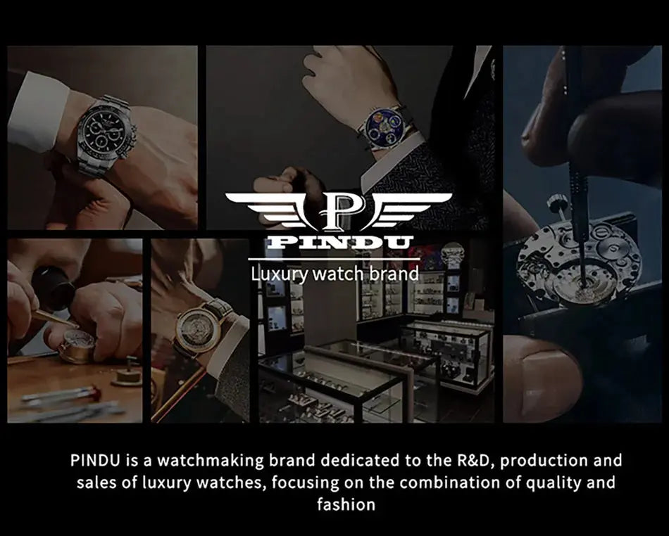 PINDU New Watches European Button Roulette Fun Game Sapphire Glass NH35A Mechanical Watch Diamond Dial Leather Men's Watch P6628 Gola Watches