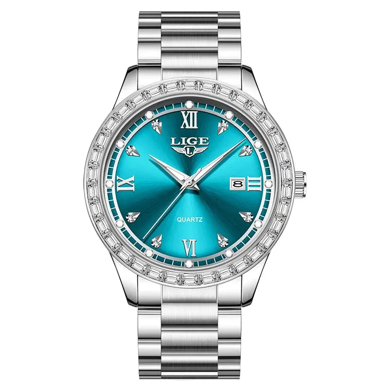 LIGE elegant women's watch Fashion waterproof clock luminous stainless steel business quartz watch for Women reloj de mujer+BOX Gola Watches