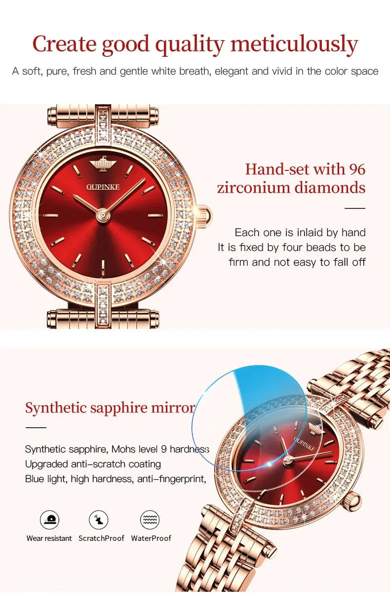 OUPINKE 3191 Luxury Women Watch Original Top Brand Waterproof Sapphire Mirror Diamond Watch Swiss Movement Quartz Women Watch Gola Watches