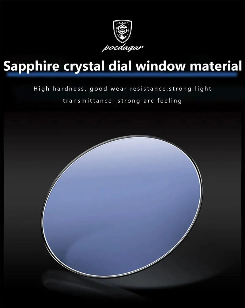 POEDAGAR Genuine Leather Men's Watch Fashion Luminous Calendar Stopwatch Male Clock Waterproof Moon Phase Quartz Wristwatch Man Gola Watches