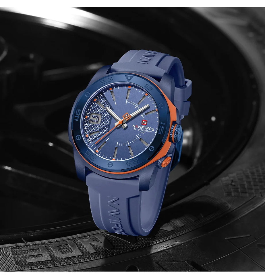 NAVIFORCE Luxury Fashion Quartz Watches for men Silicone Strap Hand Clock 50m Waterproof Japan Movement Man Sports Wristwatches