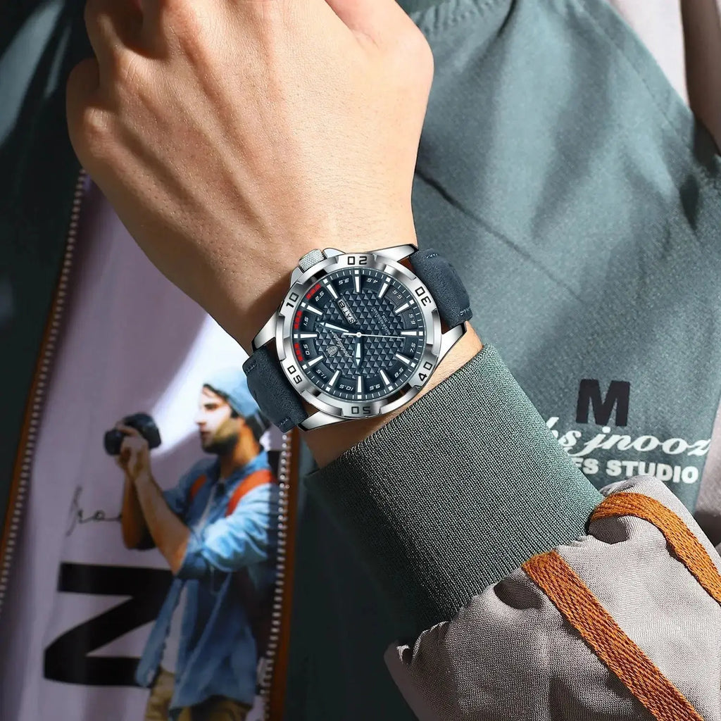 POEDAGAR Original Man Wristwatch Top Luxury Waterproof Luminous Date Week Watch For Men Quartz Sport Leather Men's Watches Reloj Gola Watches